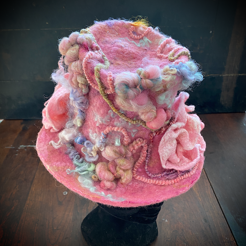 Vintage rose Felted top hat