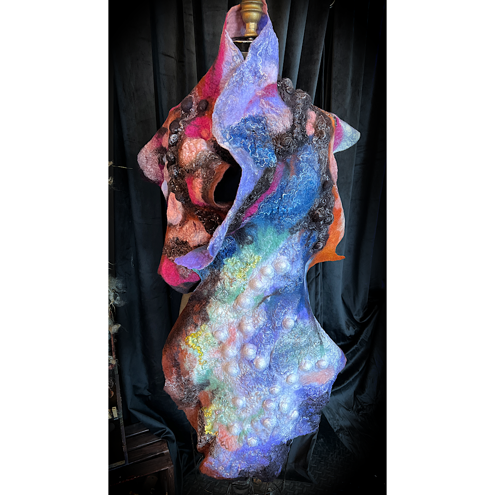 Galactic Rose - felted scarf