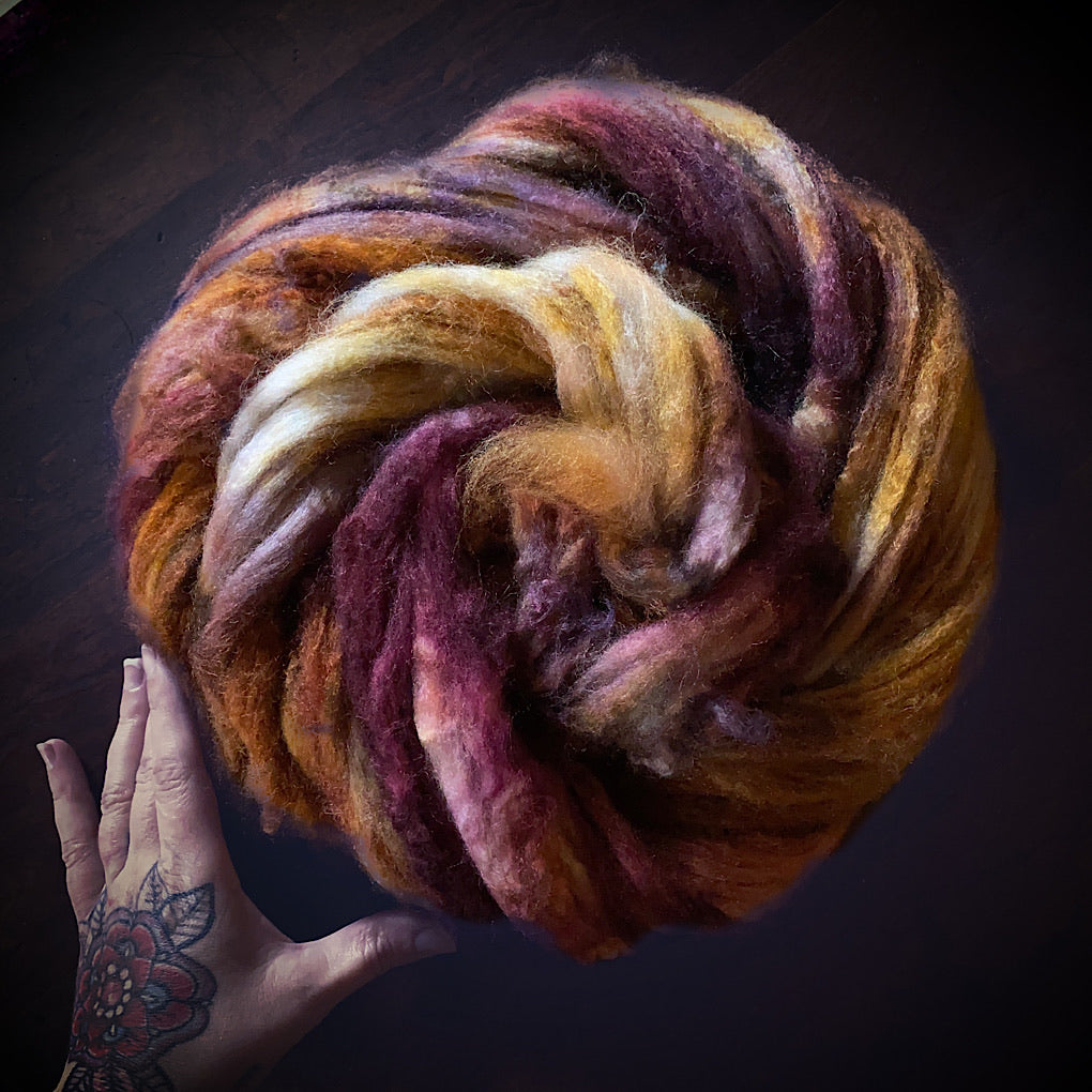Hand painted Silk / merino roving