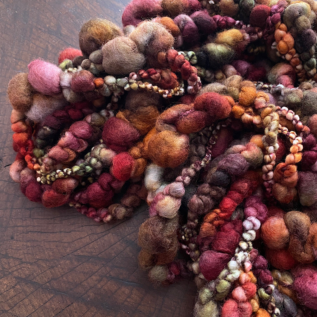 CUSTOM Autumn Heart Jumbo boucle art yarn