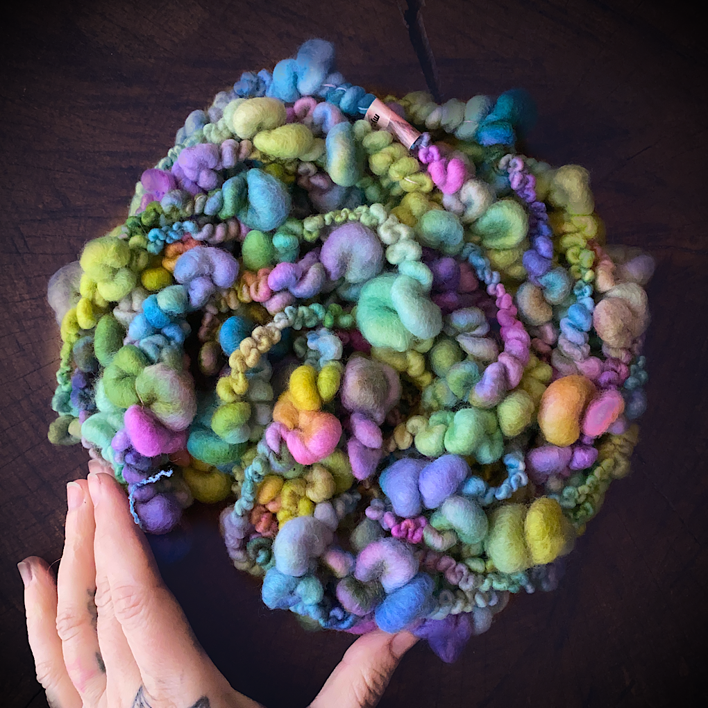 Custom Jumbo Boucle - Green purple blue
