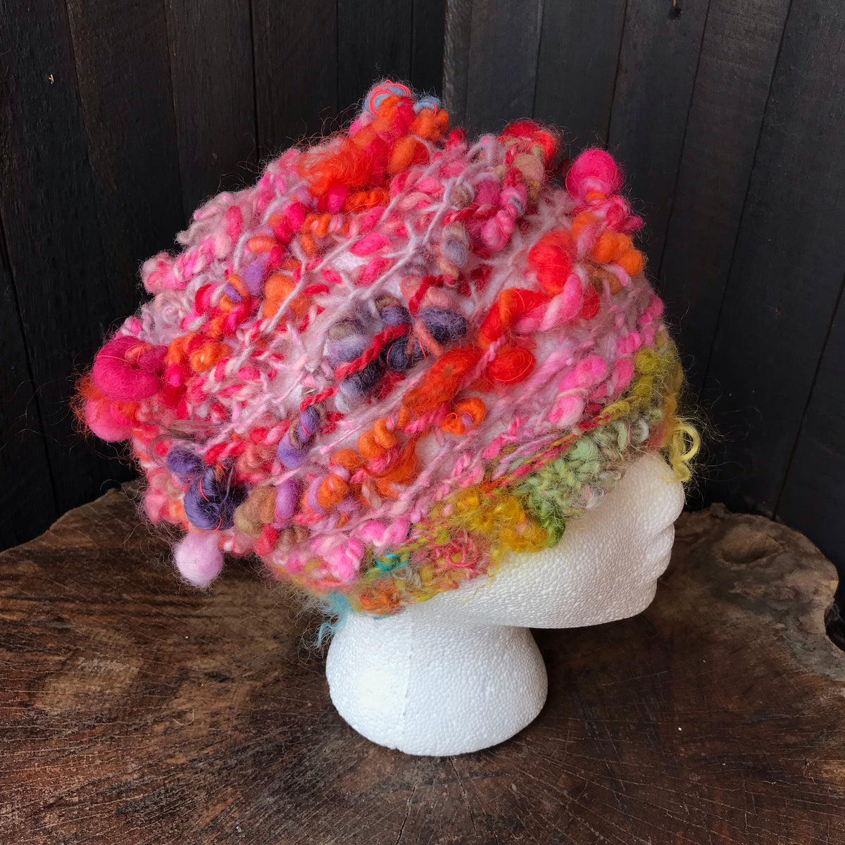 Orange chunky knitted hat | Bonnet orange tricoté en laine filée main|18”-23” - Mynoush