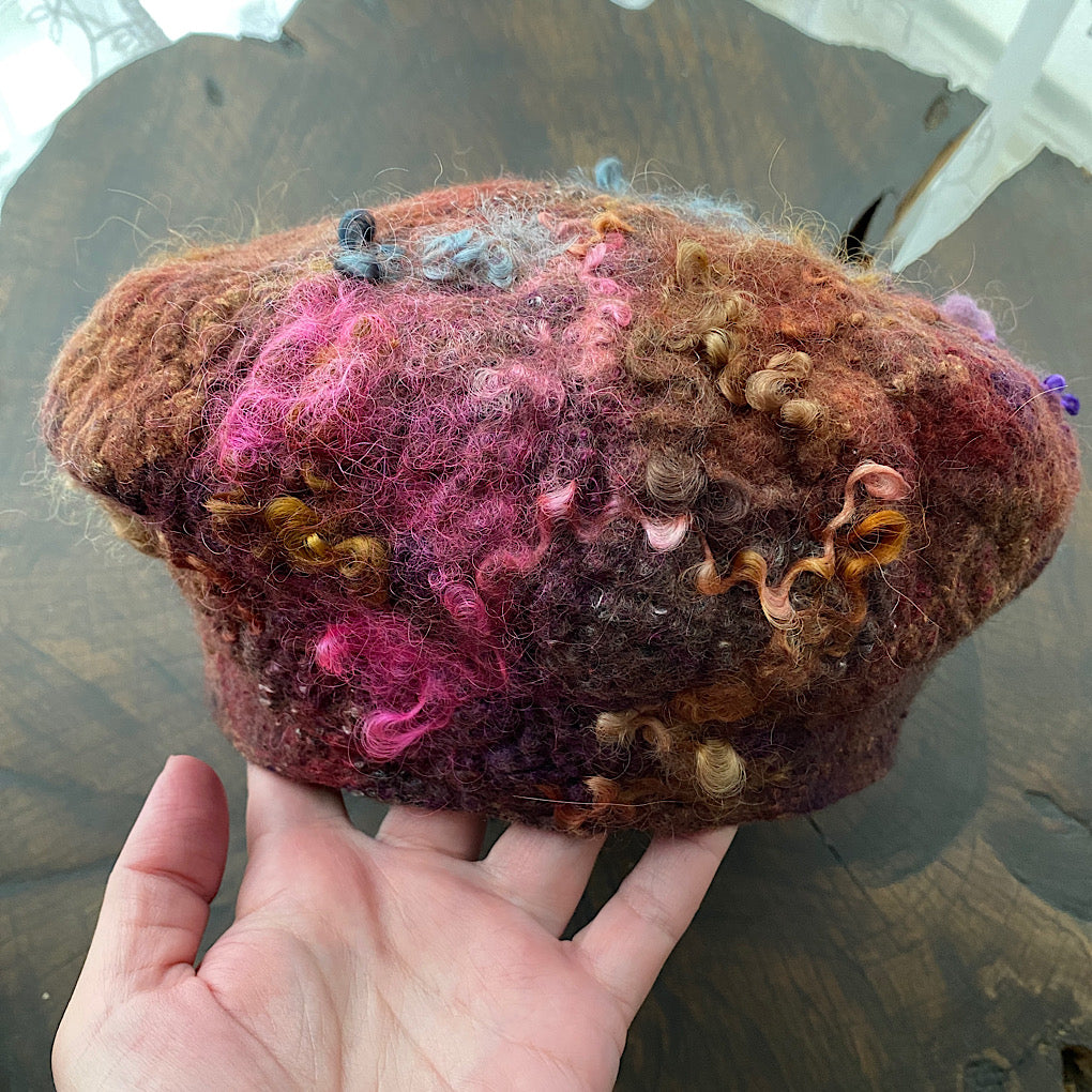 Merino silk beret 22”