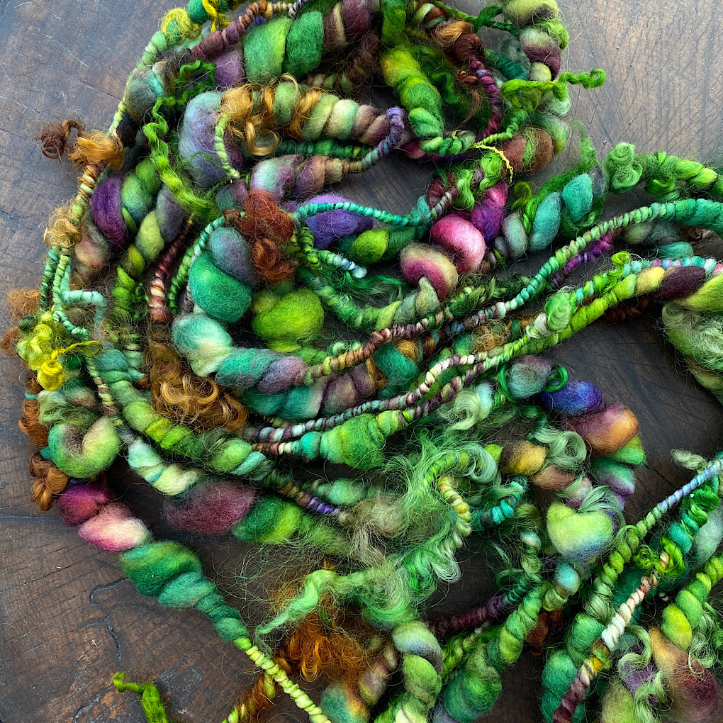 Woodland Jumbo beehives Art yarn with locks