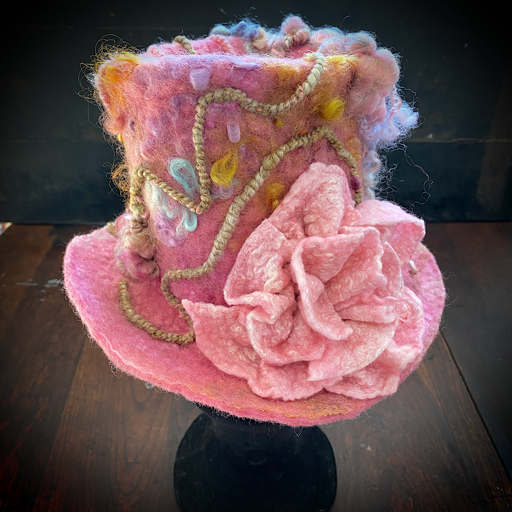 Vintage rose Felted top hat