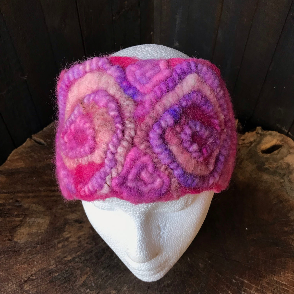 Pink textured felted headband One size | Bandeau Rose en feutre Taille unique - Mynoush