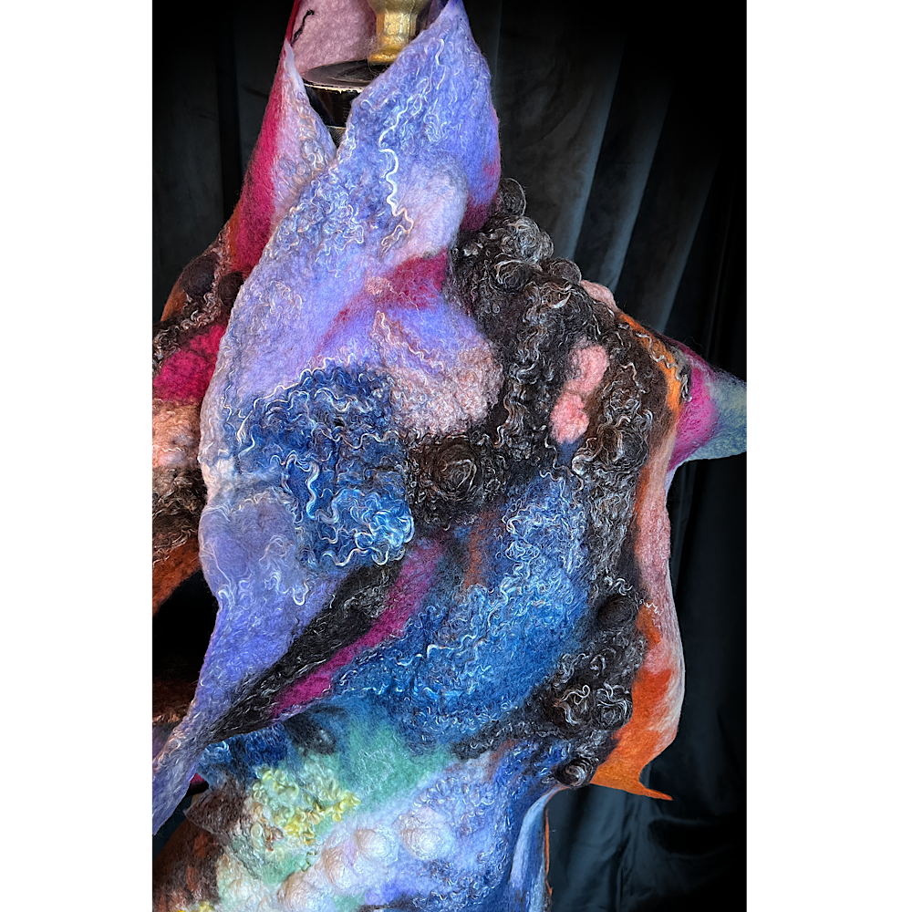 Galactic Rose - felted scarf