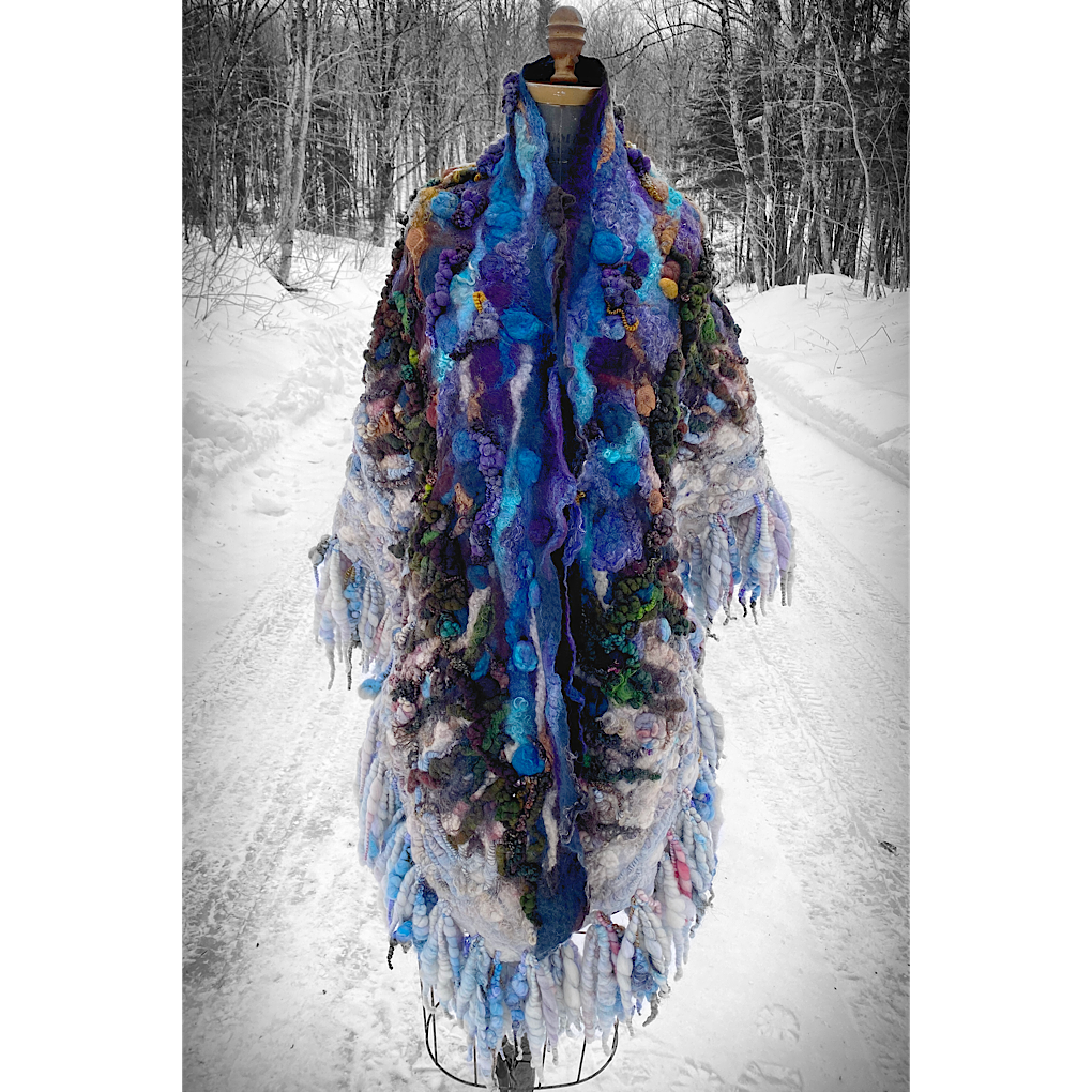 Midnight Snow walk - Felted Shawl