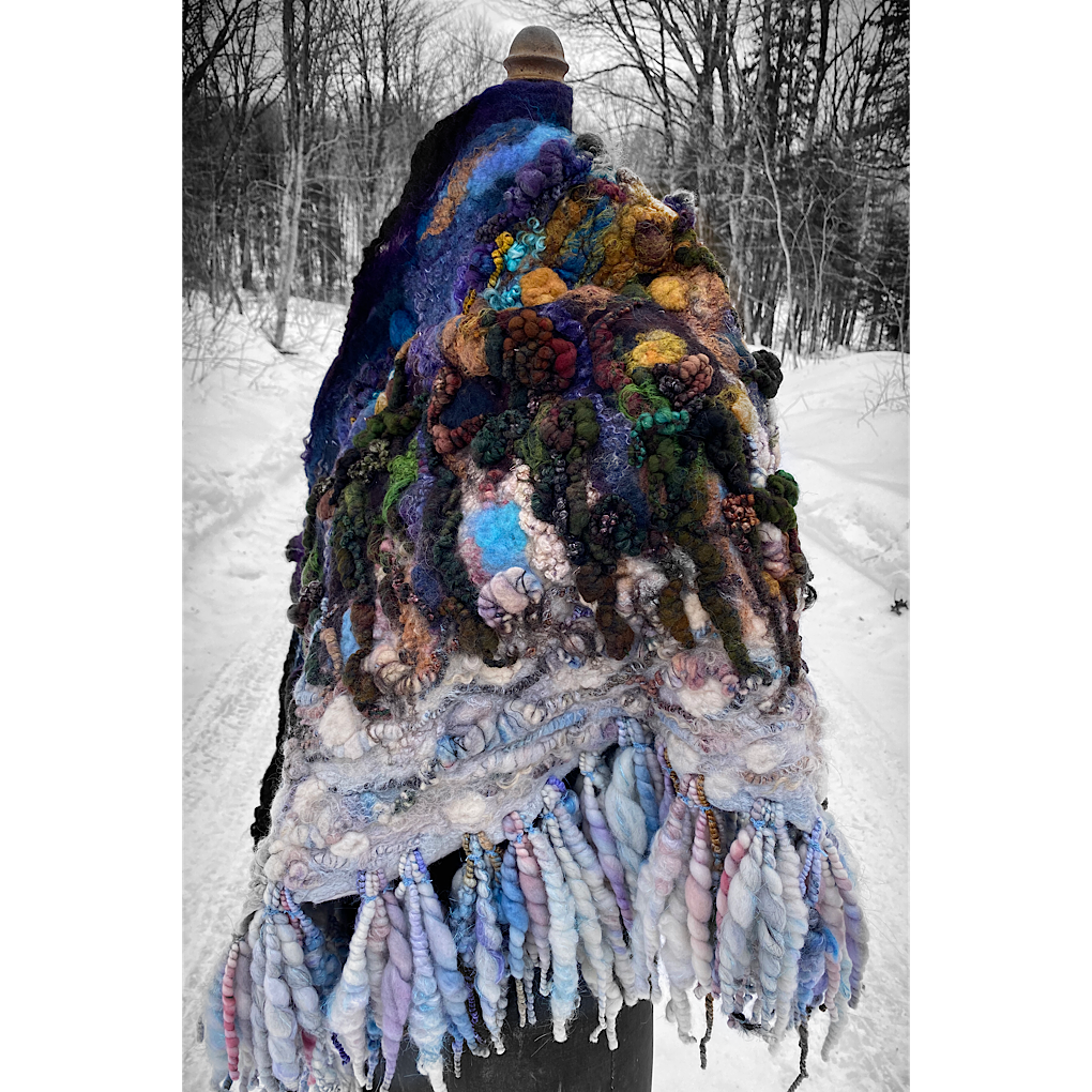 Midnight Snow walk - Felted Shawl