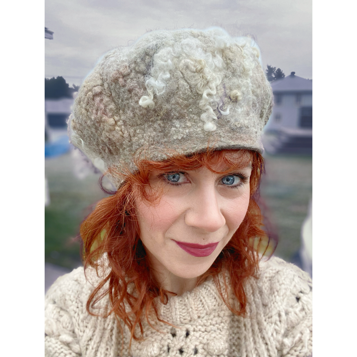 Merino silk beret 22”