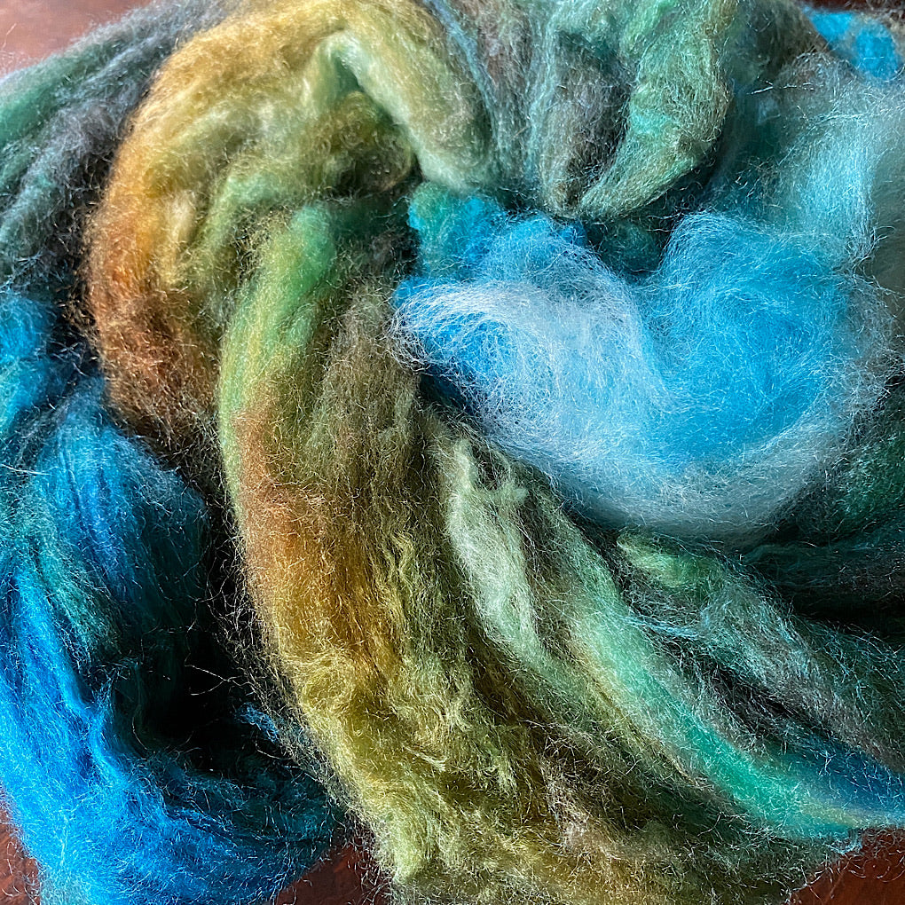 Hand painted Silk / merino roving
