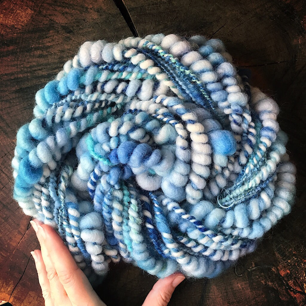 Blue hand spun yarn