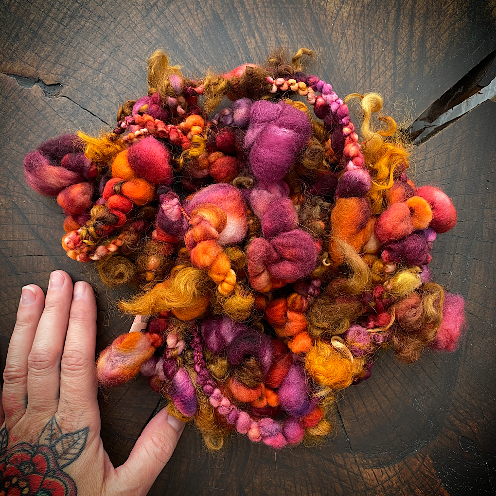 Golden autumn Jumbo boucle art yarn with locks