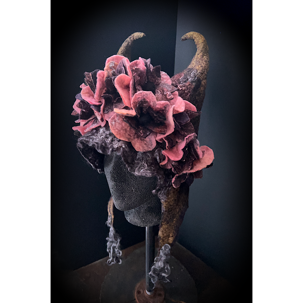 Felted fairy horns hood size small