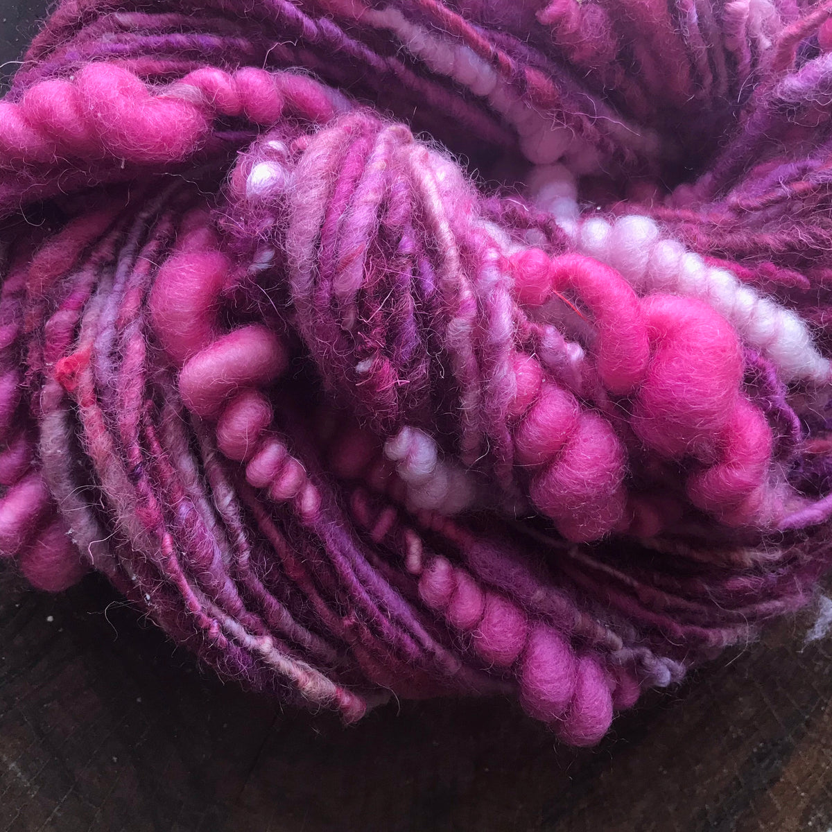Pink hand spun art yarn - 100 g  36 yards - Mynoush