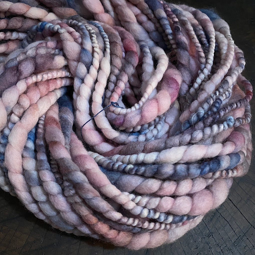 Frozen River merino spiral handspun yarn