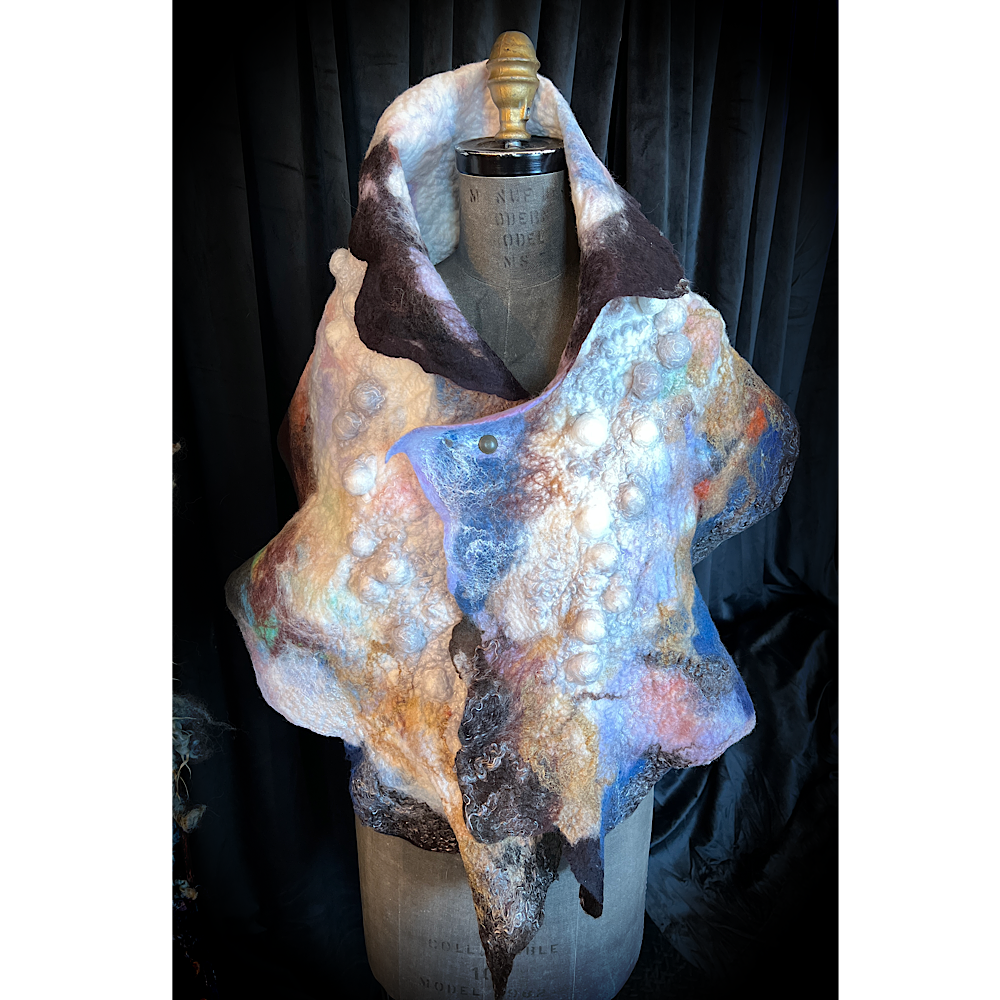 Galactic Moth - felted scarf