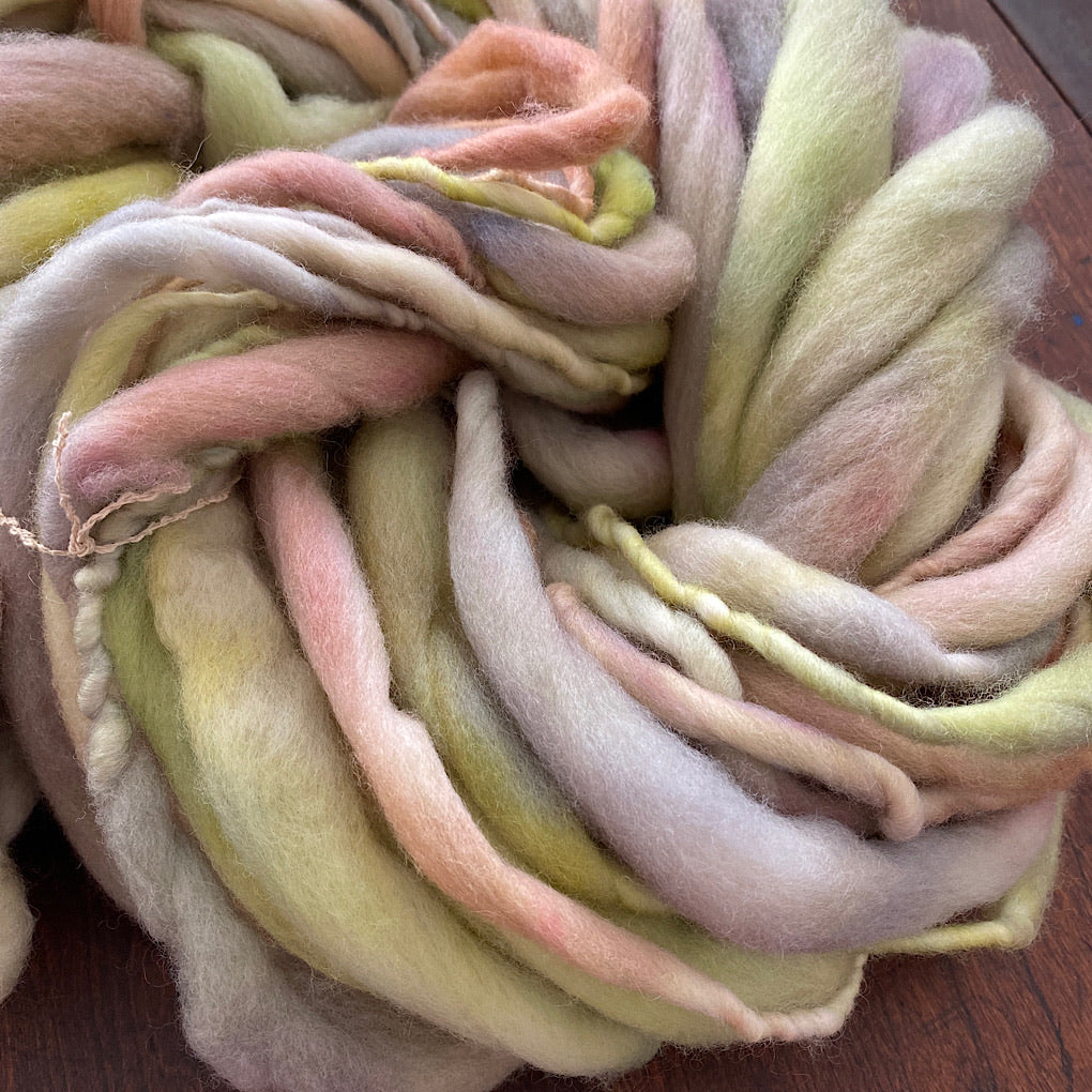 Earthy green thick and thin yarn