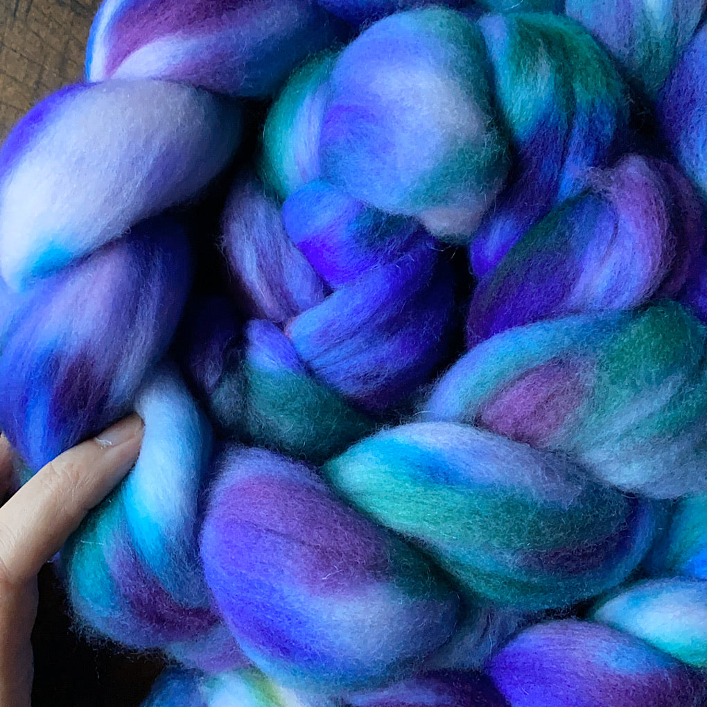 Hand painted merino roving