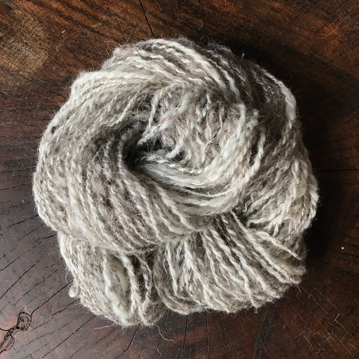Natural hand spun yarn made on a vintage spinning wheel 60 grams 64 yards - Mynoush