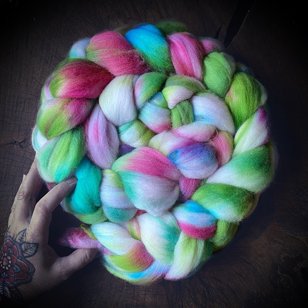 Hand painted merino roving