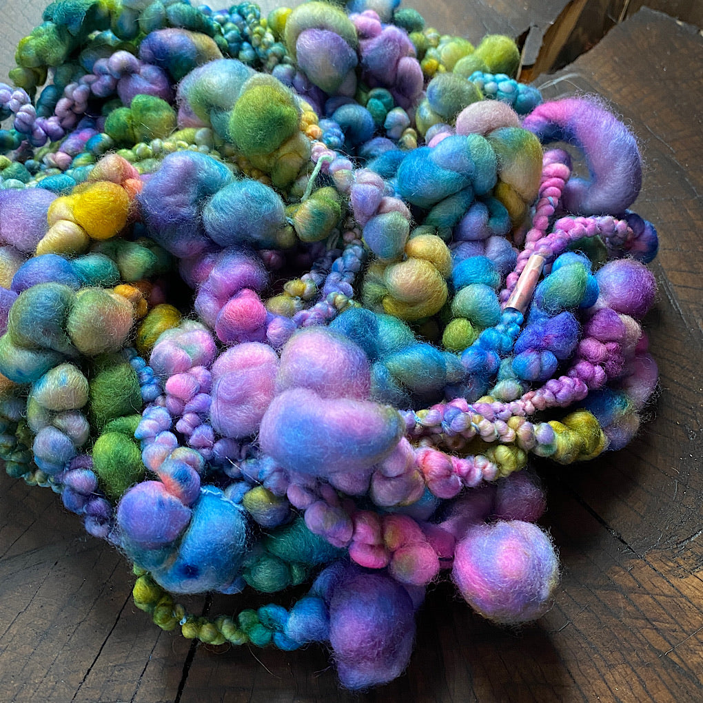 Green purple blue HAPPY Jumbo boucle Art yarn