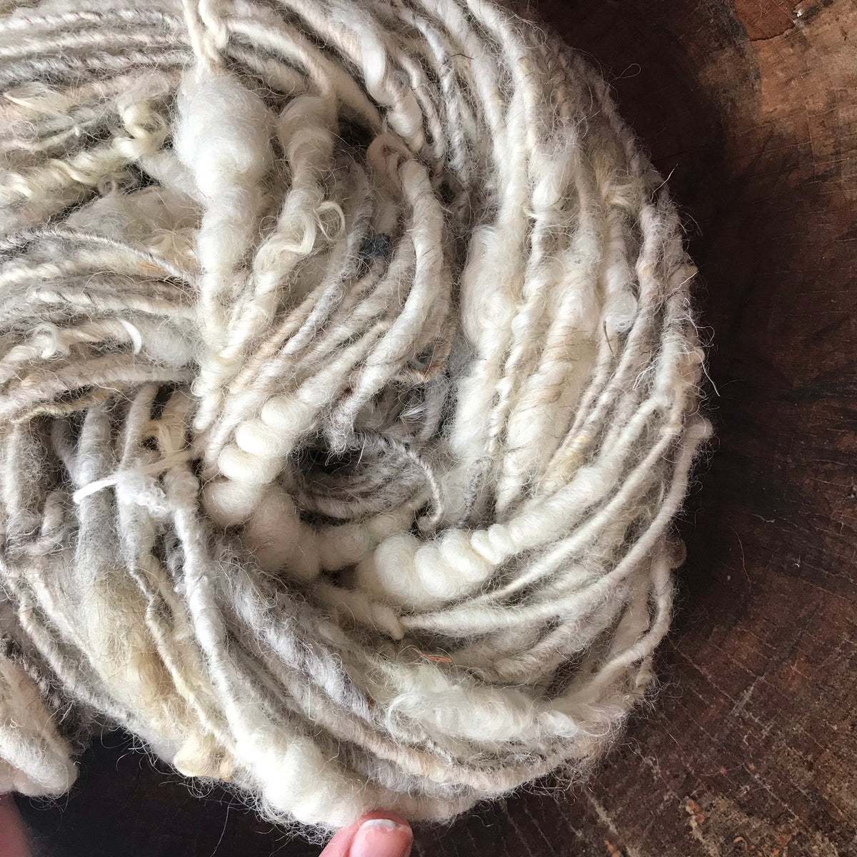 Natural white textured wool yarn 60 grams - Mynoush