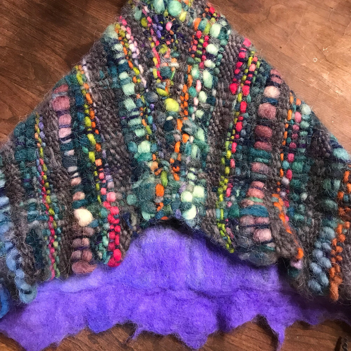 Blue hood hat with felt, fairy hat, hand woven - One size - Mynoush