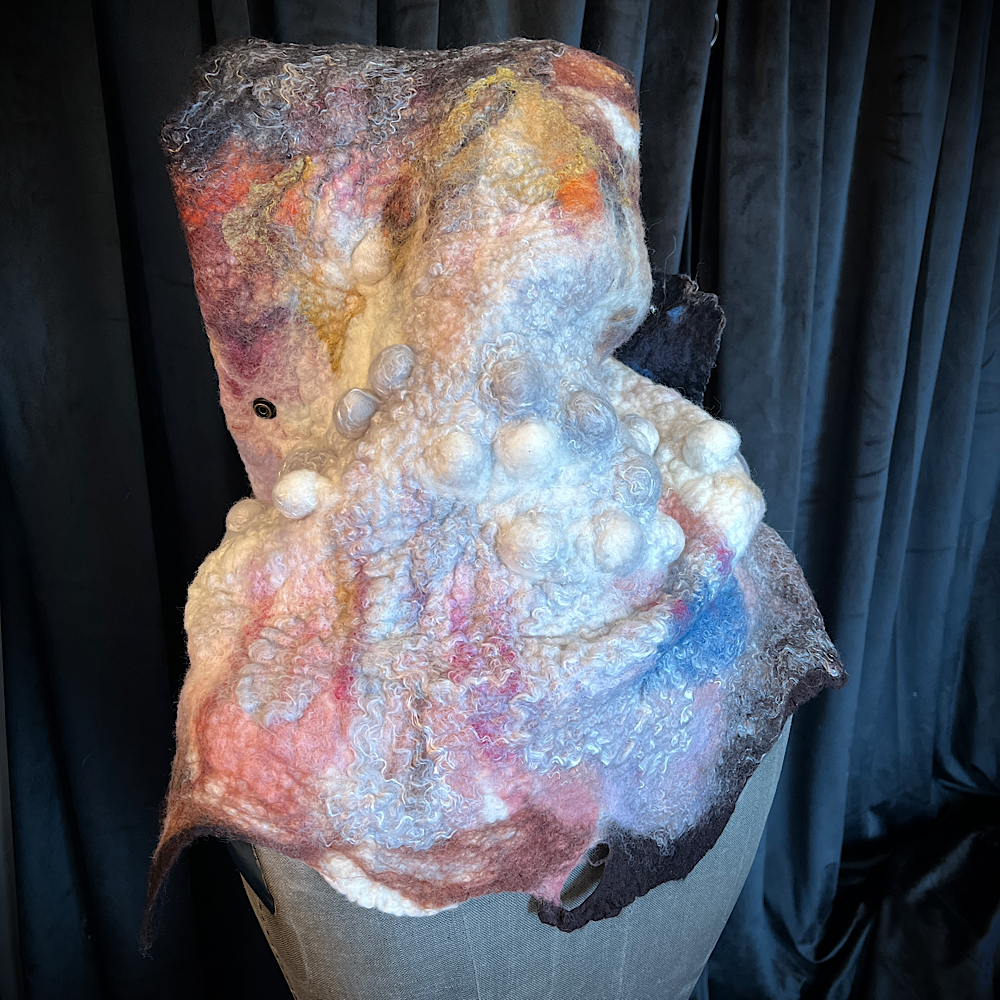Galactic Moth - felted scarf