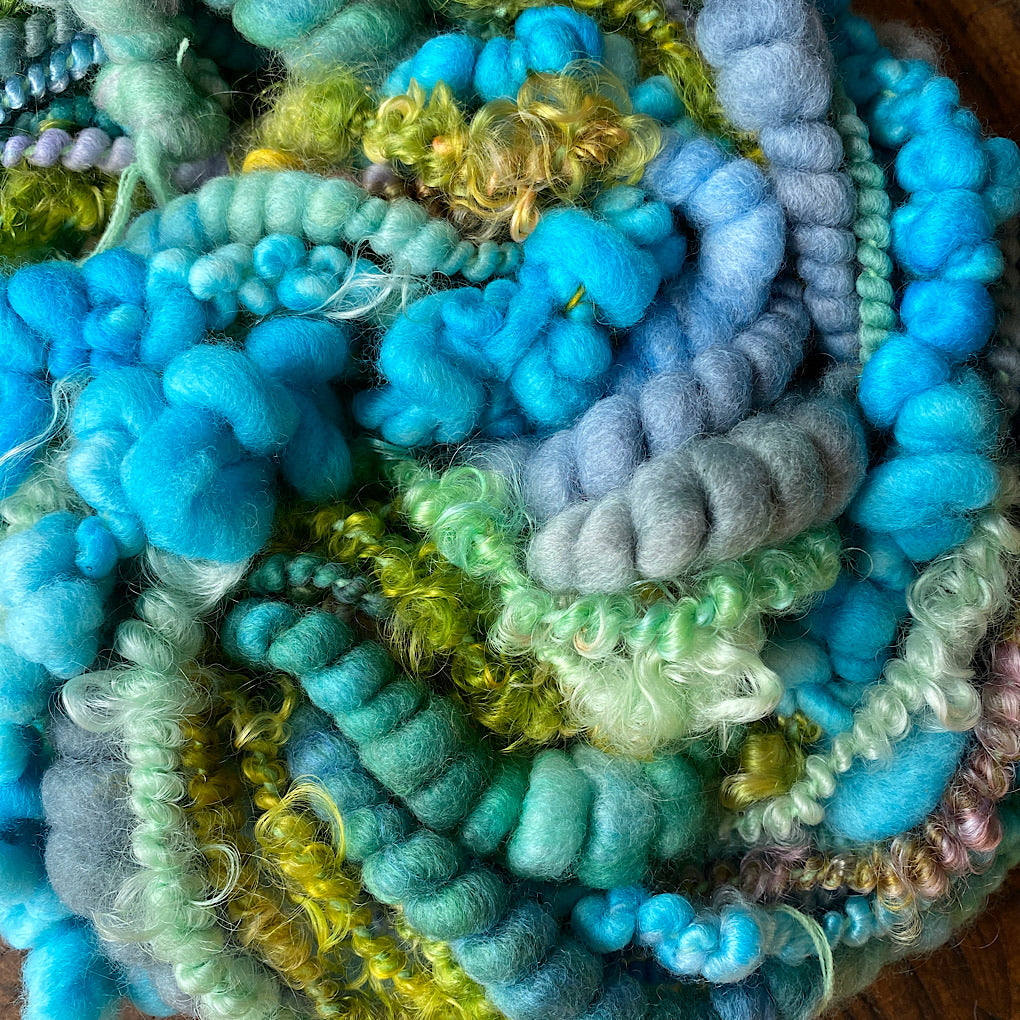Turquoise mohair art yarn