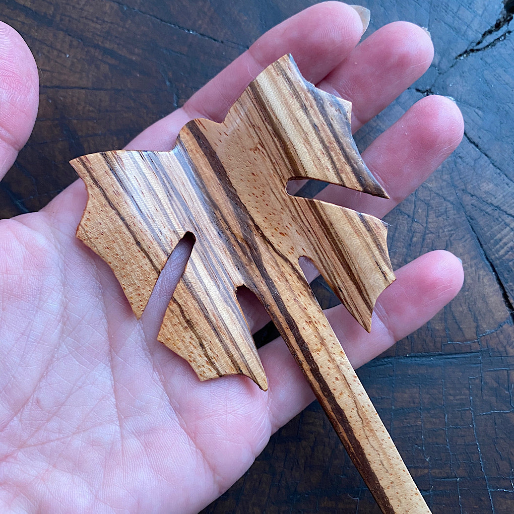 Zebra wood butterfly shawl pin