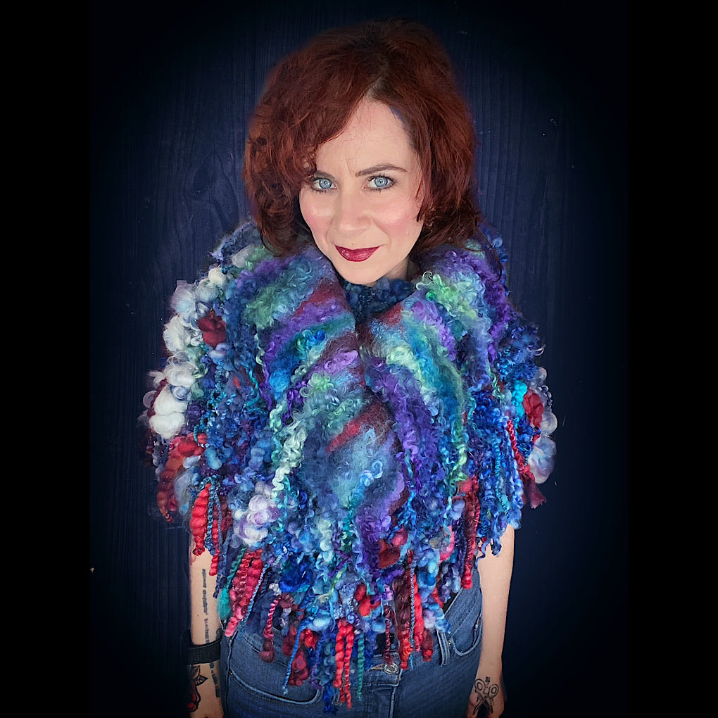 Apples in the Sky felted Shawlette