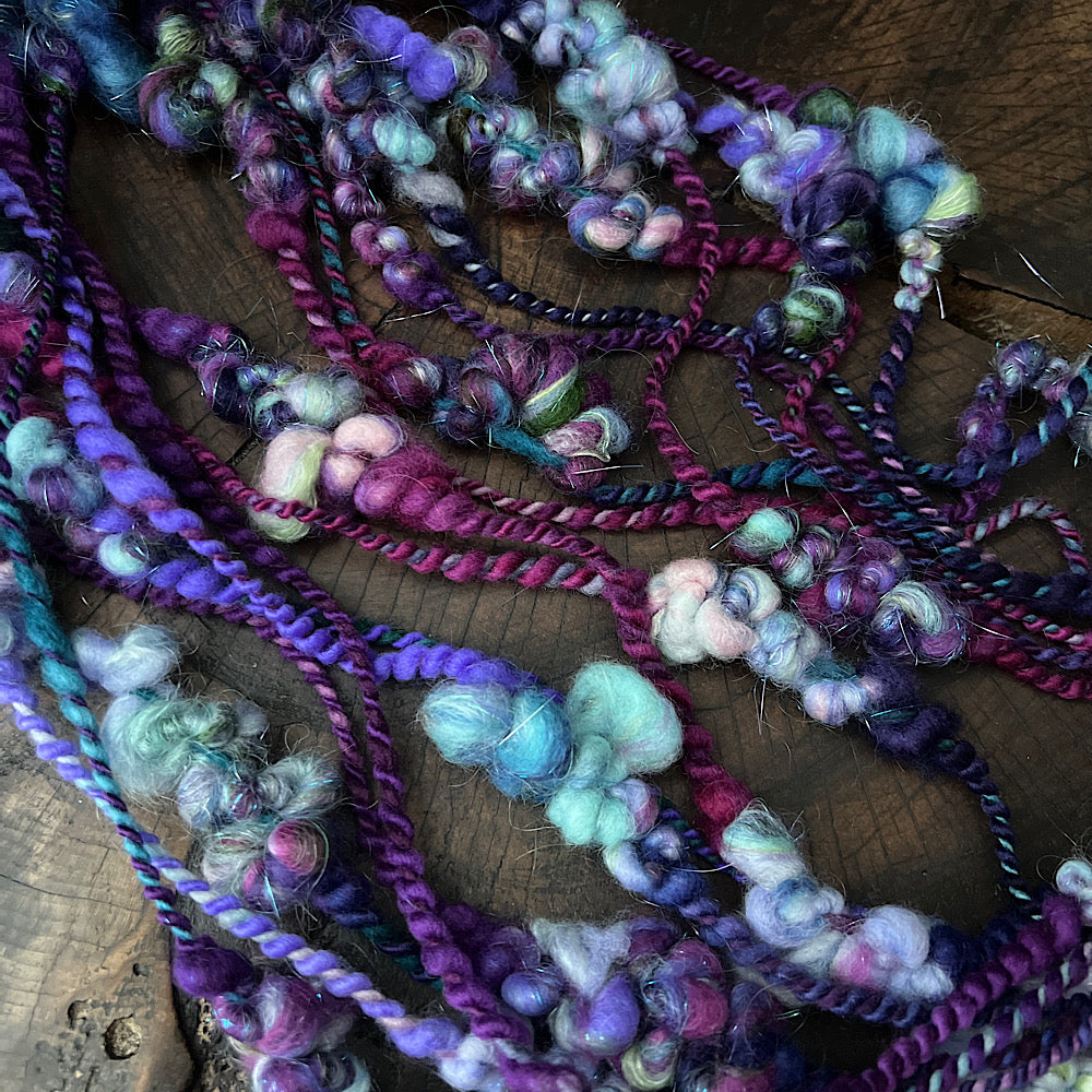 Violet and Daisies art yarn