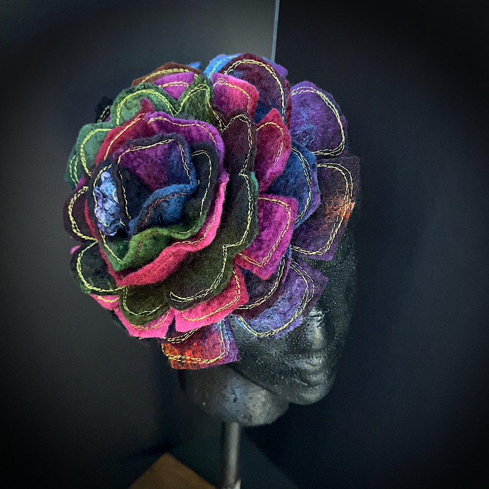 Large Felted flower brooch