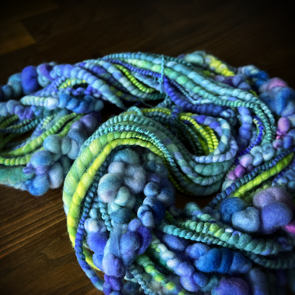 Pastel blues- bubbly art yarn