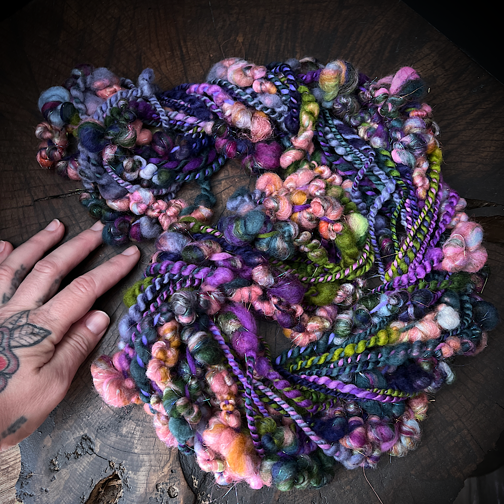 Roses and licorice art yarn