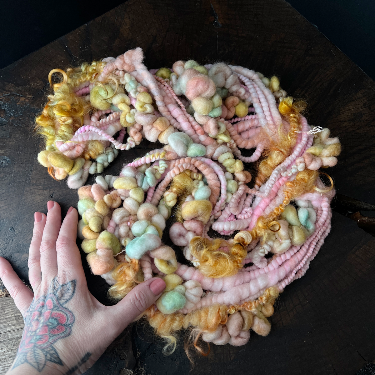 Honey bee signature art yarn