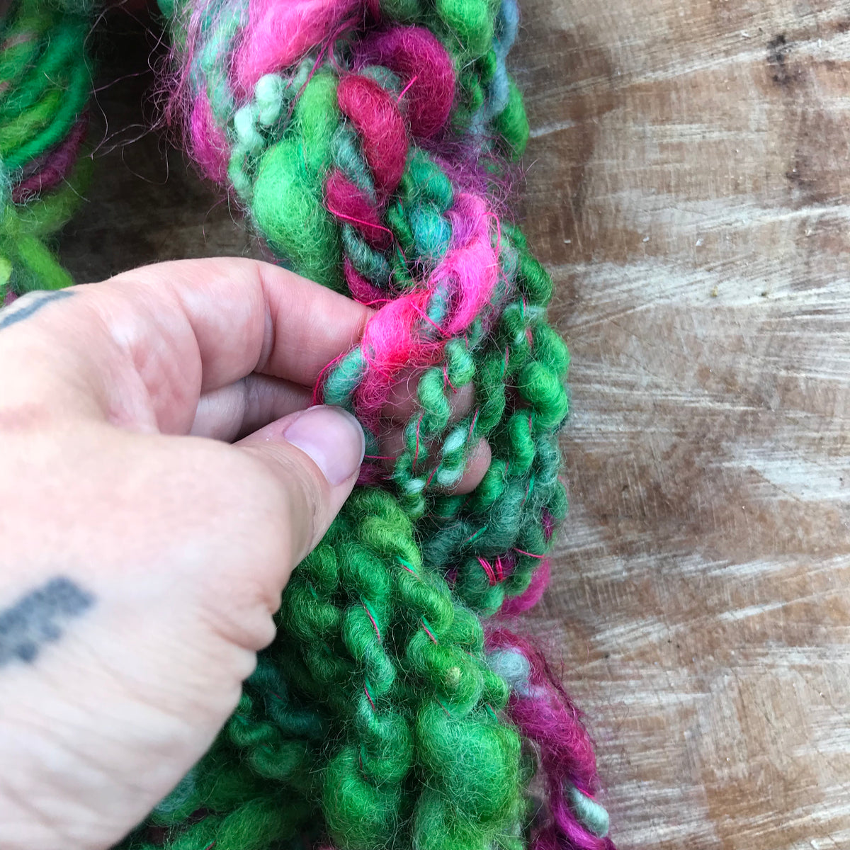 Green hand spun yarn duo 115 grams - Mynoush