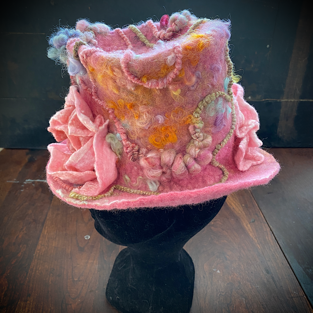 Vintage rose Felted top hat