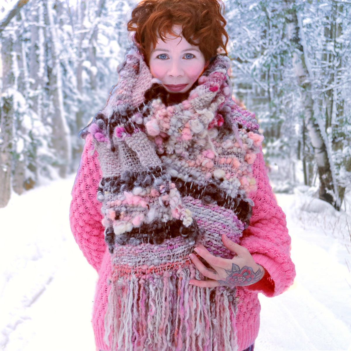 Pink scarf 100% Wool - Foulard 100% laine rose - Mynoush