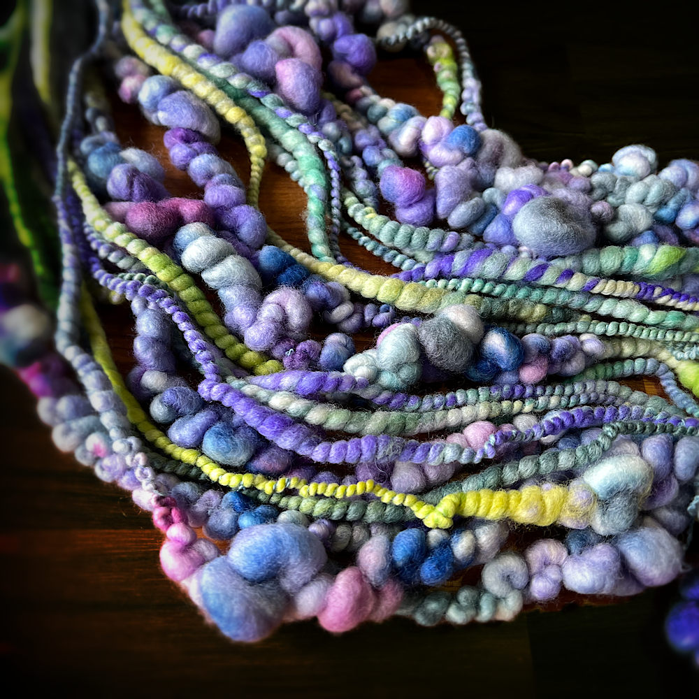 Pastel blues- bubbly art yarn