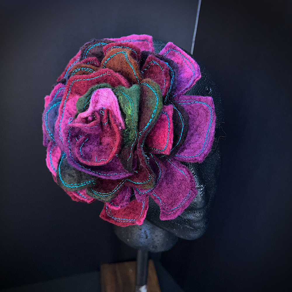 Large Felted flower brooch