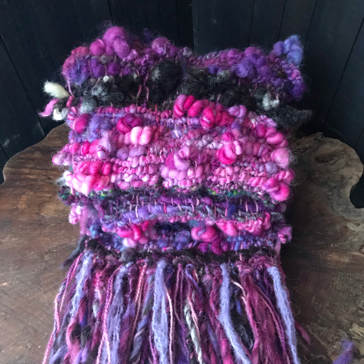 Purple scarf 100% Wool - Foulard 100% laine mauve - Mynoush