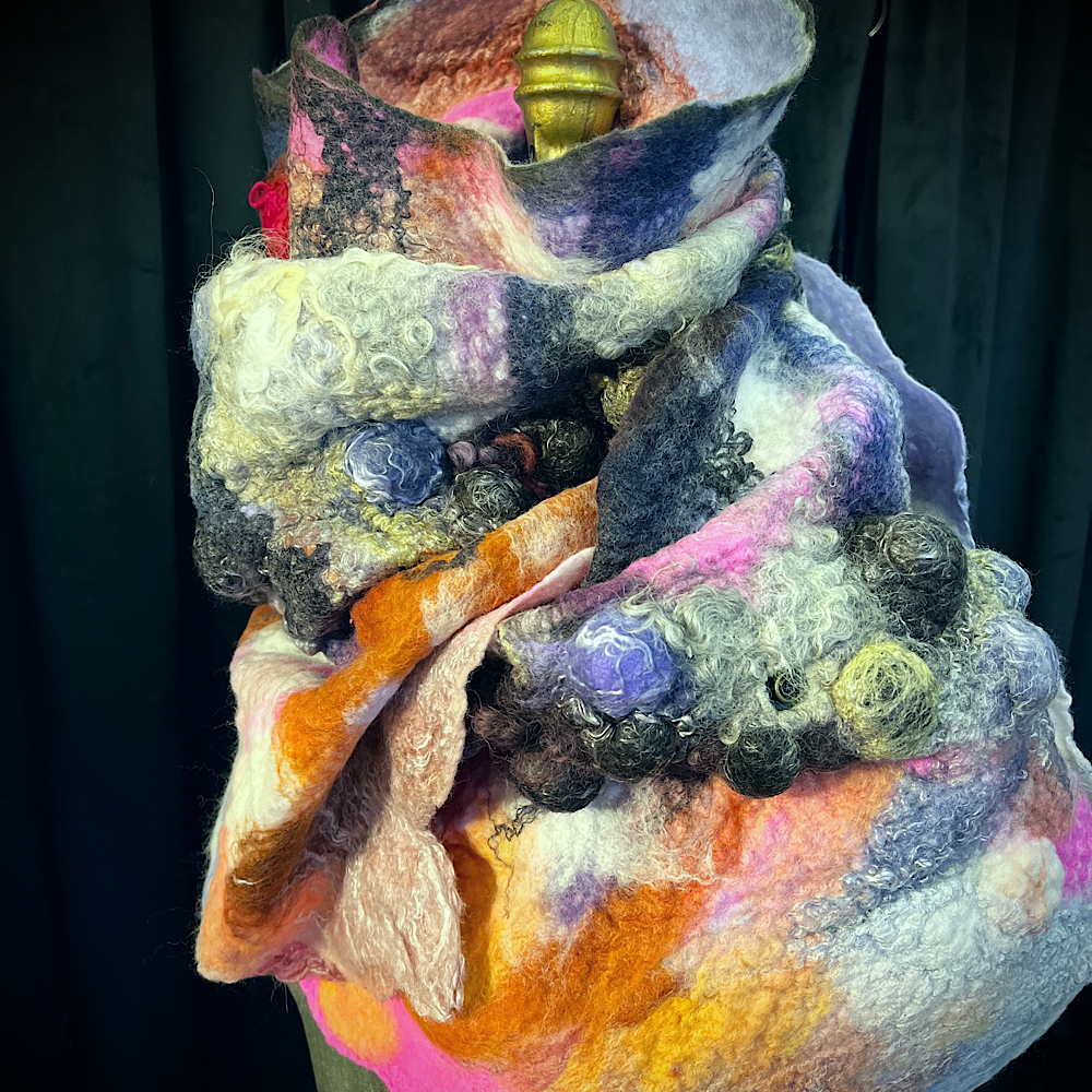 Cosmic Lights - felted scarf