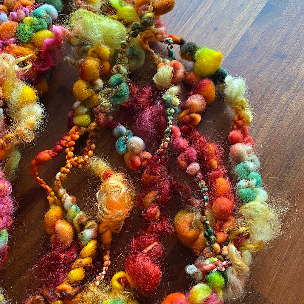 Large Set of jumbo boucle Cornucopia art yarn- weaving kit