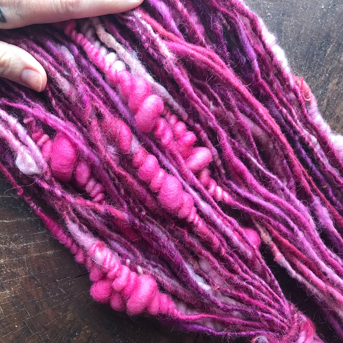 Pink hand spun art yarn - 100 g  36 yards - Mynoush