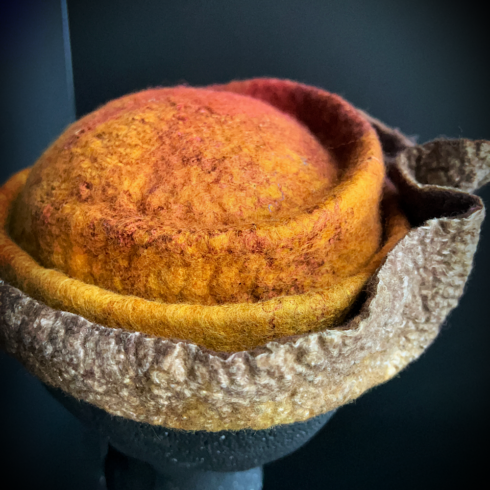 Felted top hat with leaves - 22”