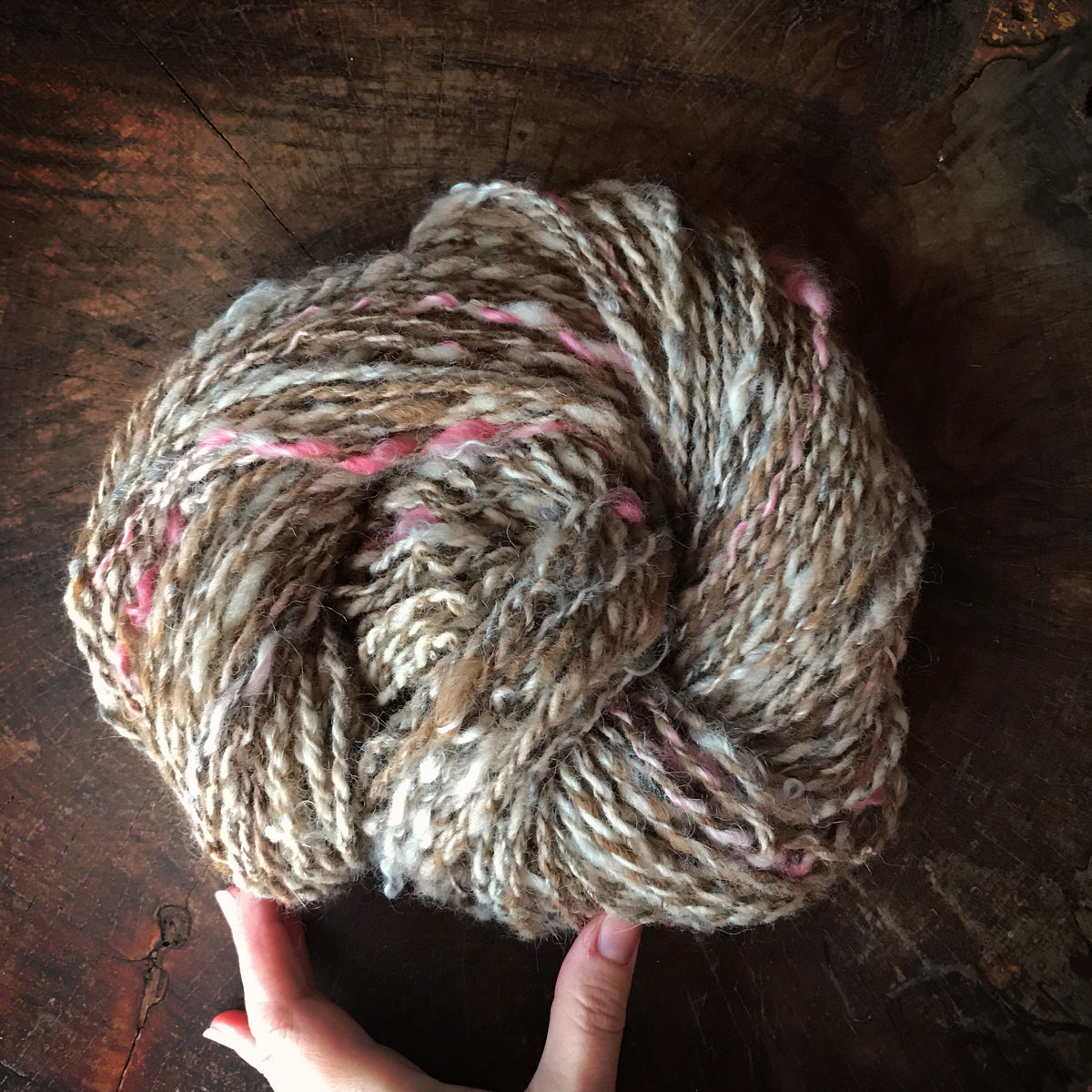 Beige hand spun yarn 120g 102y - Mynoush