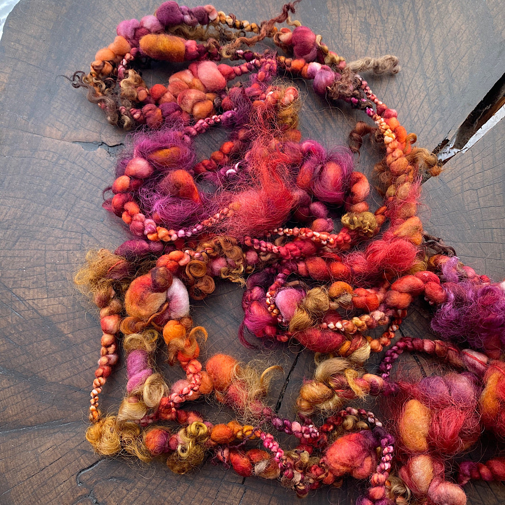 Golden autumn Jumbo boucle art yarn with locks