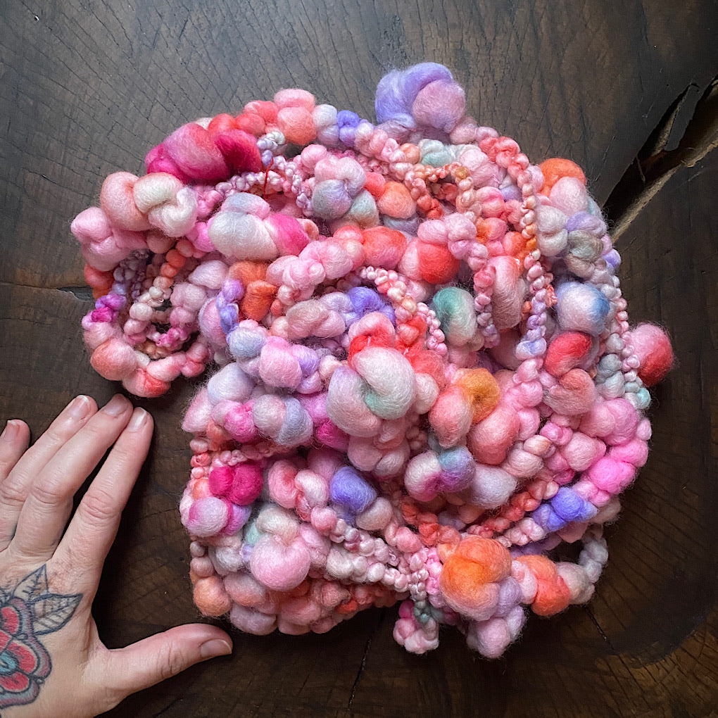 Pink lavender blush Jumbo boucle Art yarn